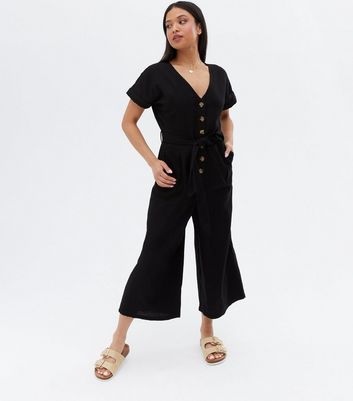 petite black jumpsuit short sleeve