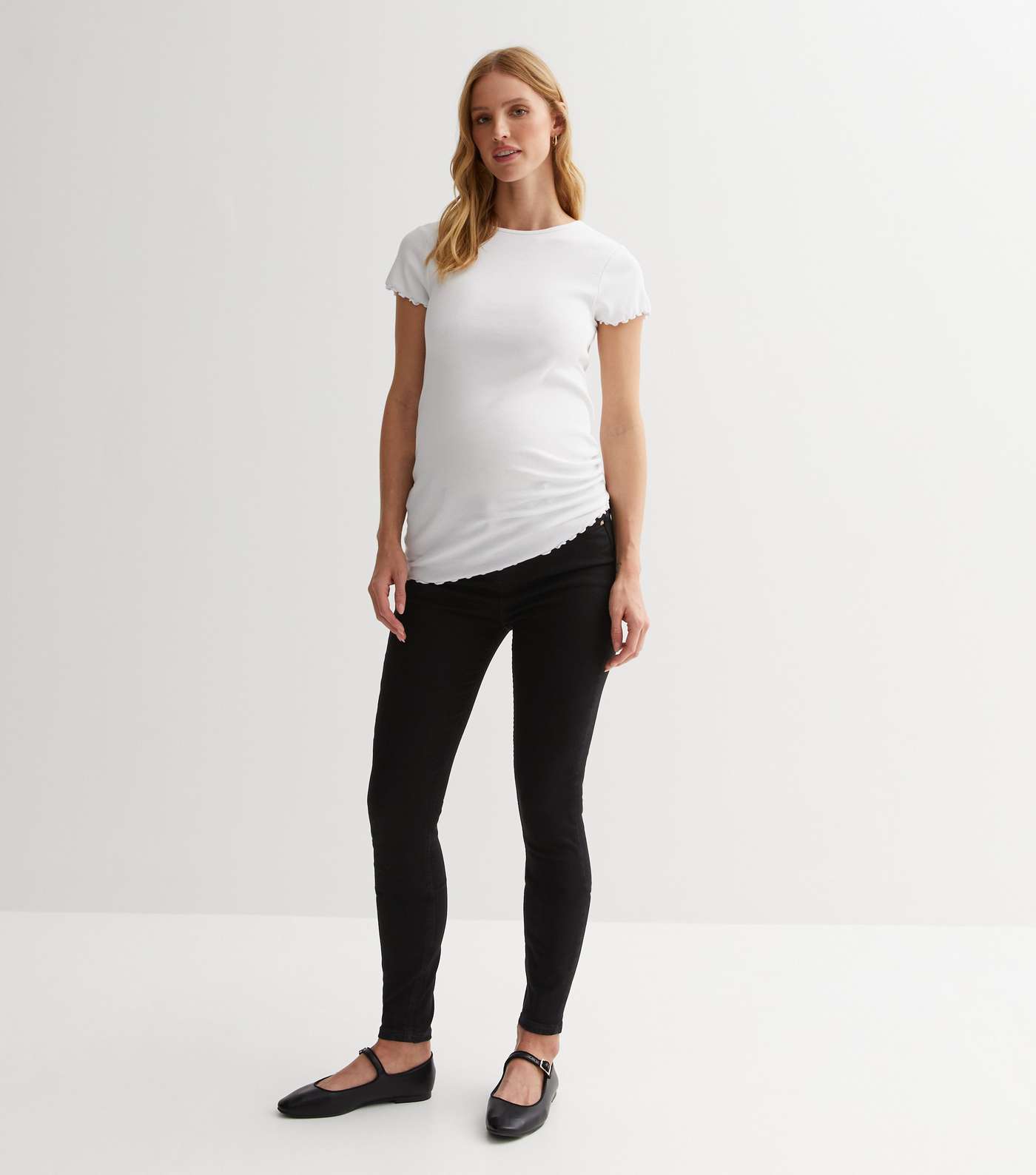 Maternity Black Mid Rise Adjustable Waist Jenna Skinny Jeans Image 3