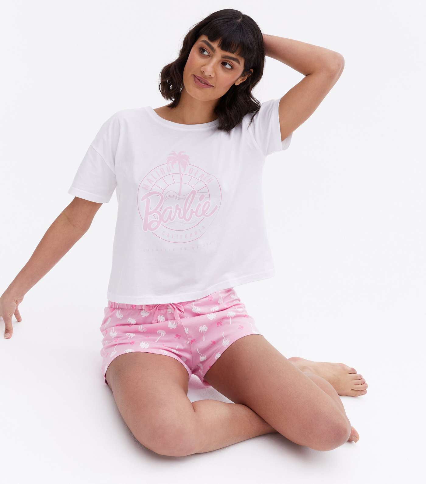 Pink Short Pyjama Set with Barbie Palm Tree Logo