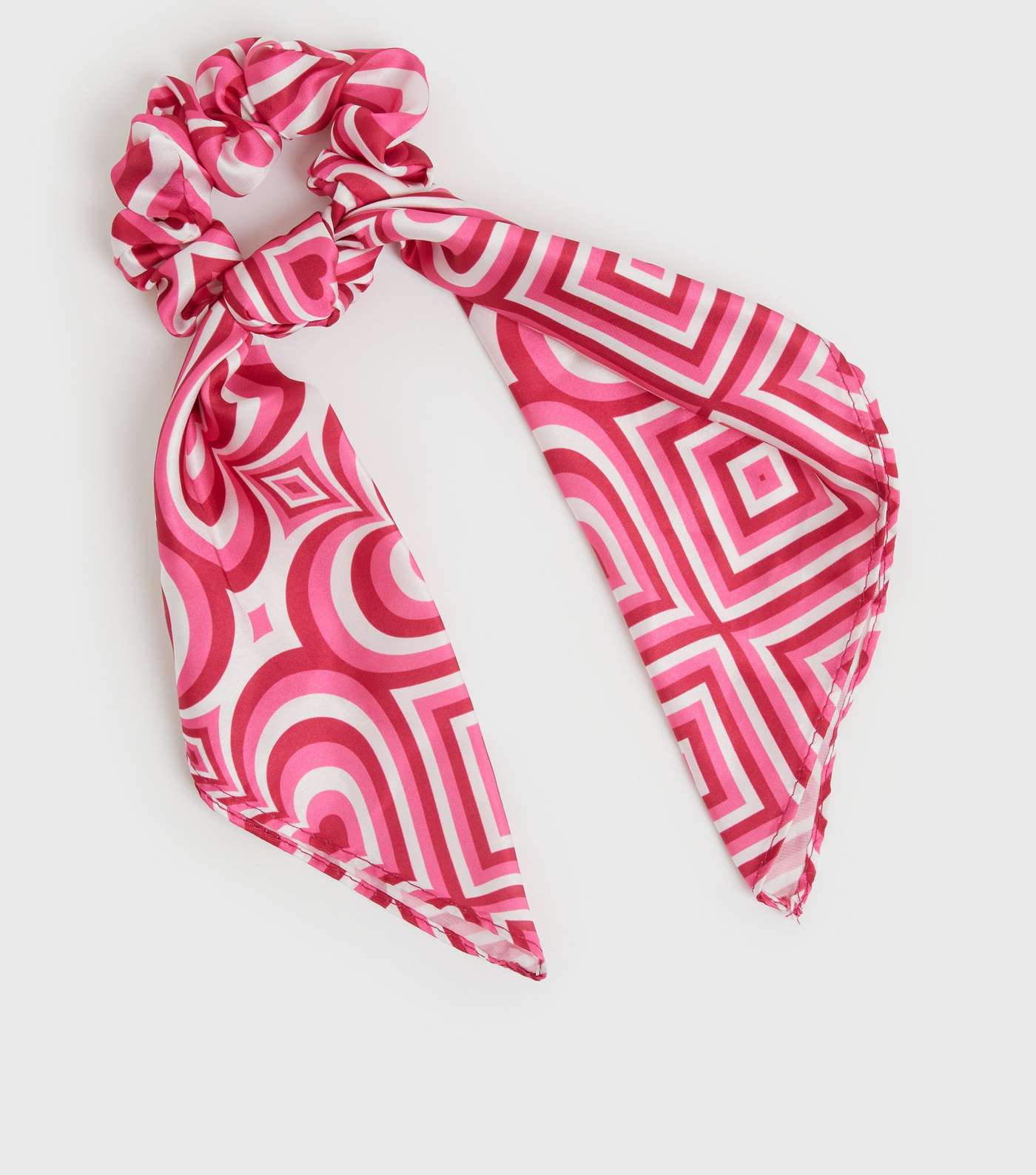 Pink Heart Bow Scrunchie