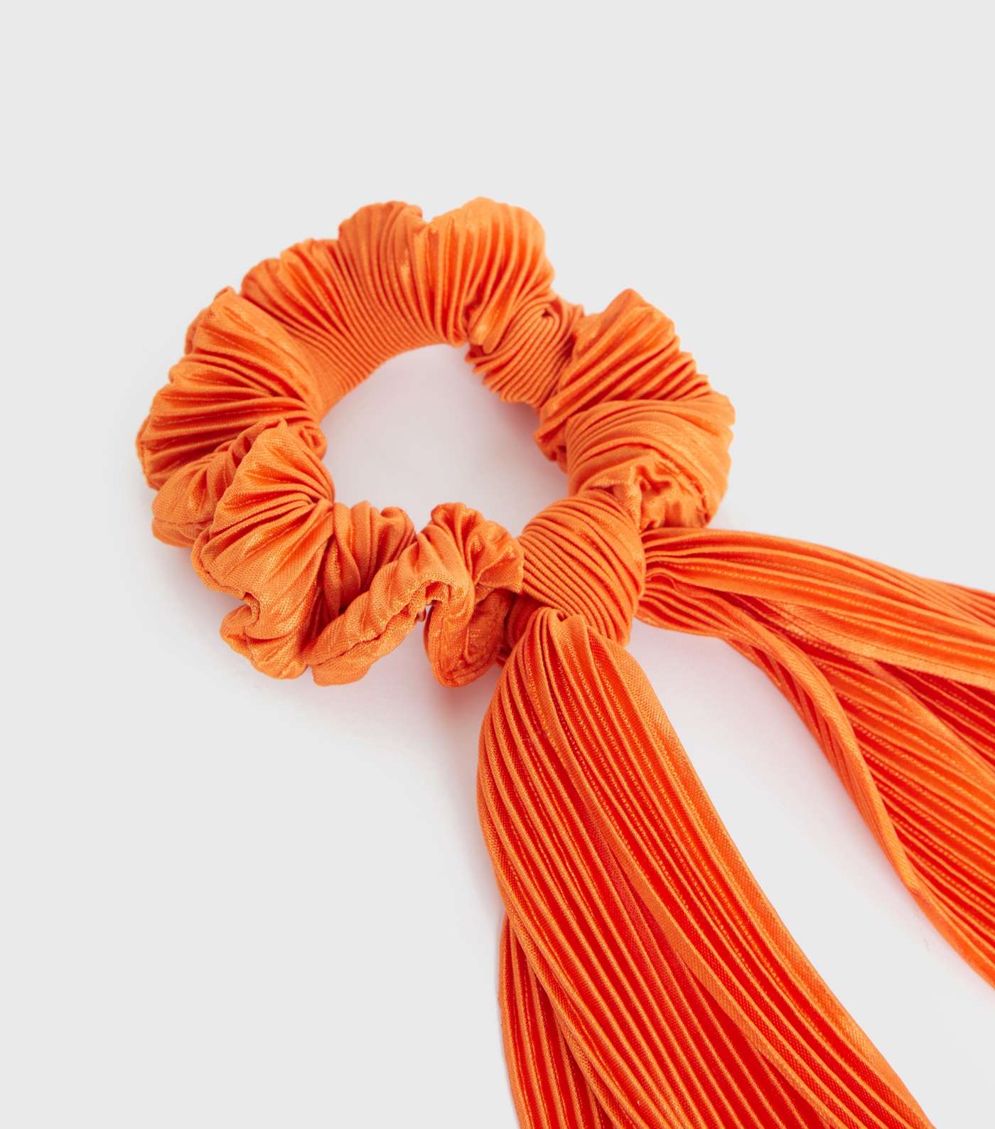 Bright Orange Pleated Bow Scrunchie Image 2