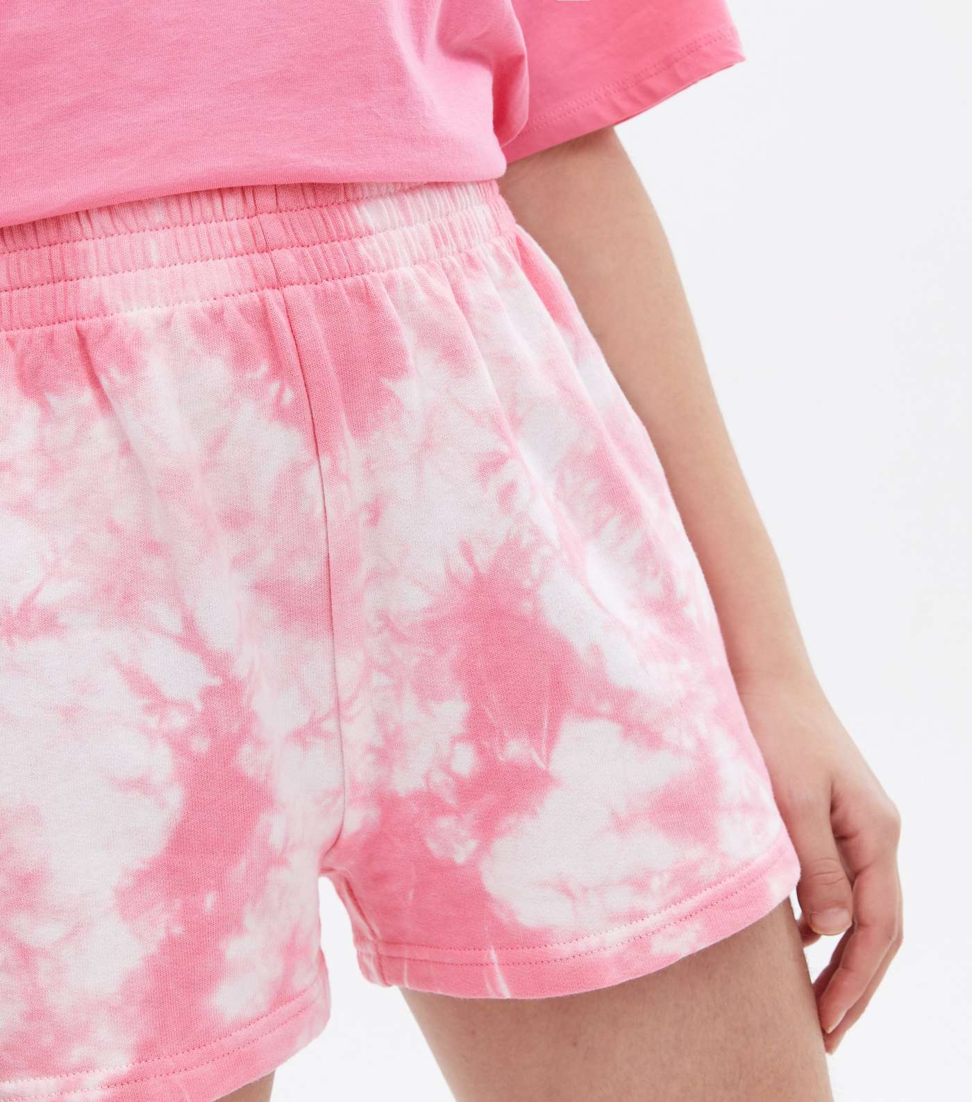 Girls Pink Tie Dye Jogger Shorts Image 3