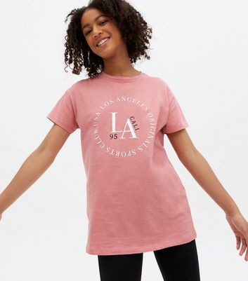 Girls Pale Pink LA Logo T-Shirt and Leggings Set