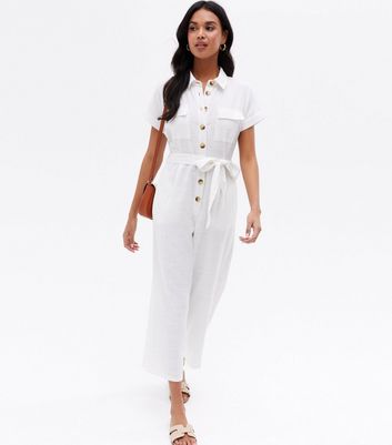 button front utility jumpsuit