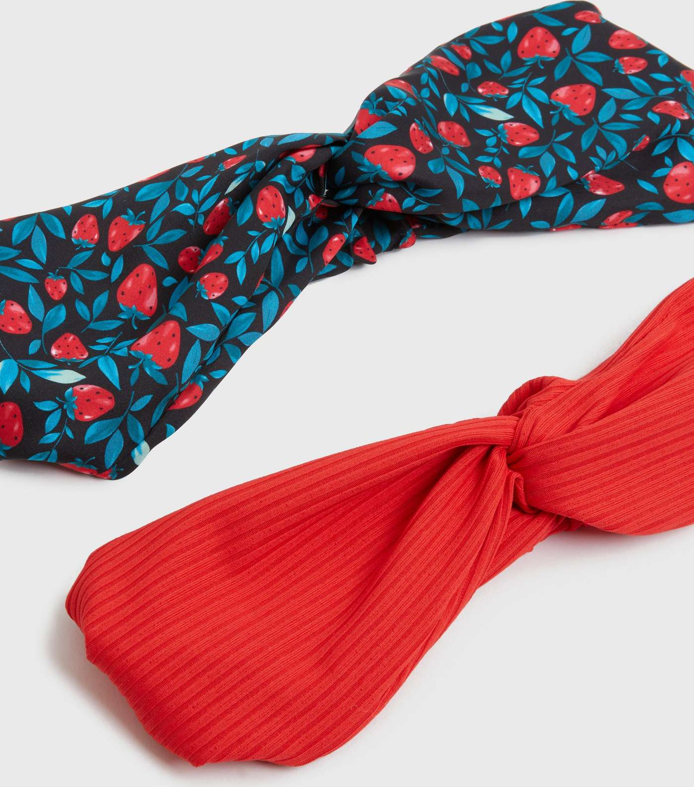 2 Pack Red Floral Ribbed Knot Headbands Image 2
