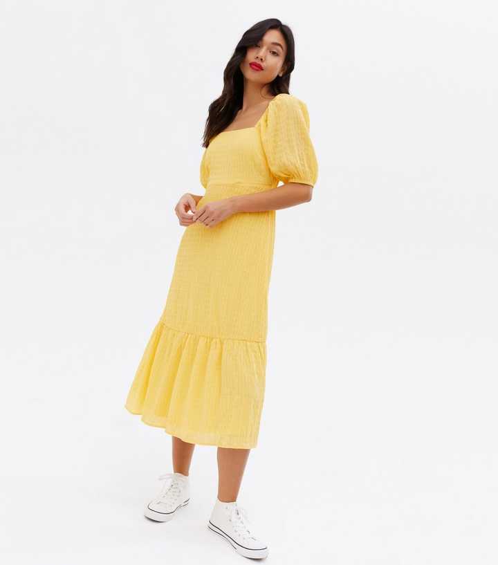 knee length dresses for ladies RIBBED CUT OUT MIDI DRESS IN YELLOW-BELLA GALVAN NEW STYLE DRESS FREE  SHIPPING DRESS NEW LOOK DRESSES SALE – Bella Galvan main image 0