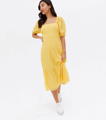 Yellow square best sale neck dress