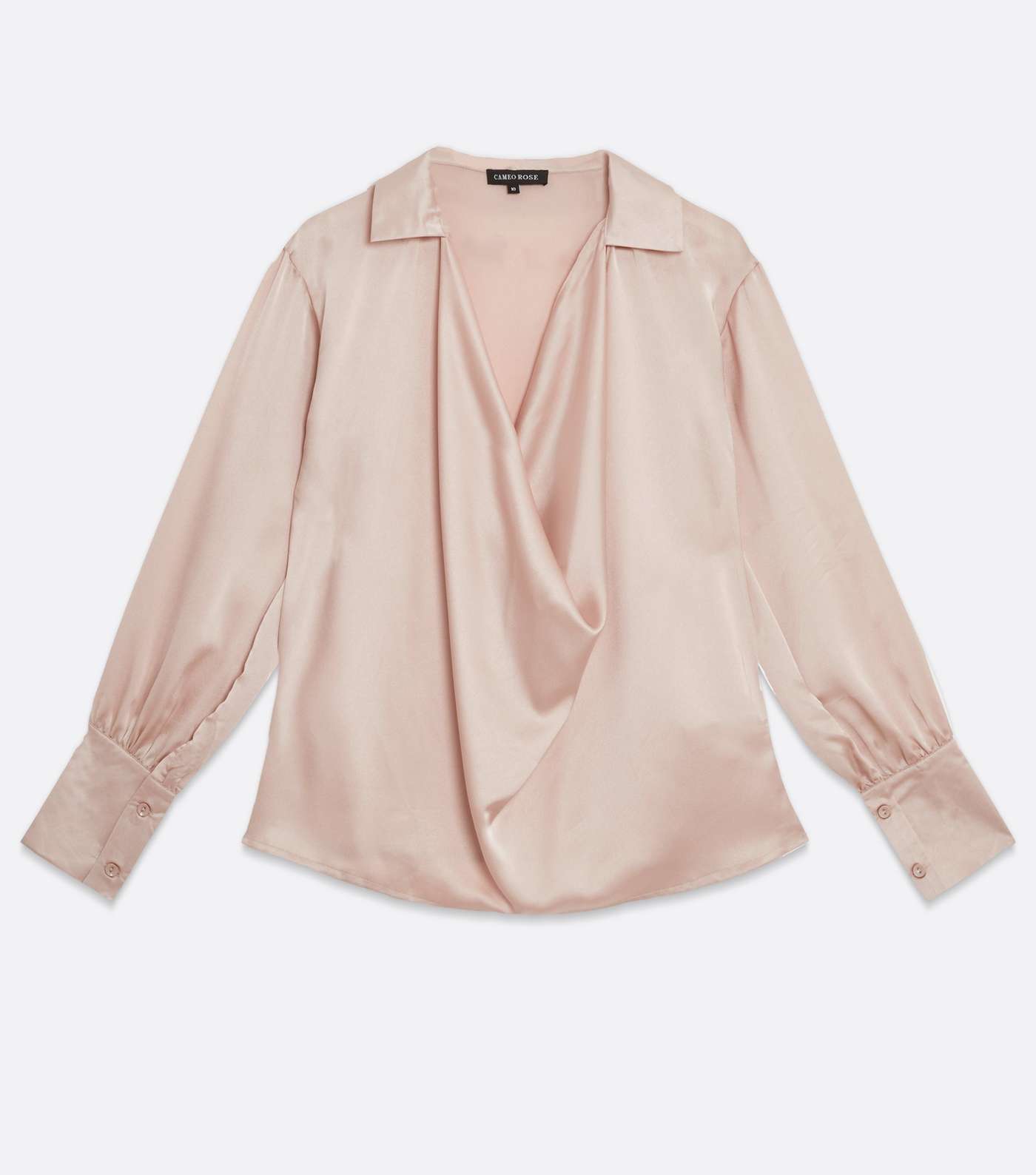 Cameo Rose Pale Pink Satin Cowl Neck Blouse Image 5