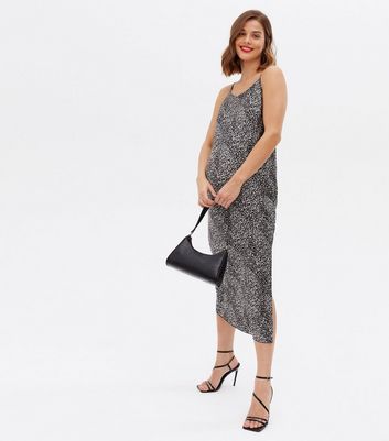 leopard print midi slip dress