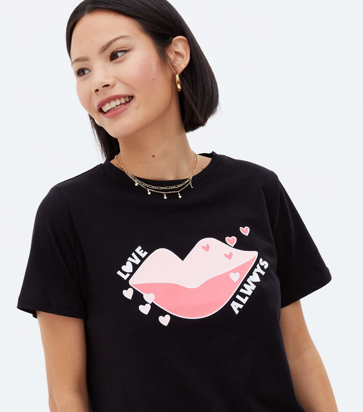 Black Logo Love Always Lips T-Shirt