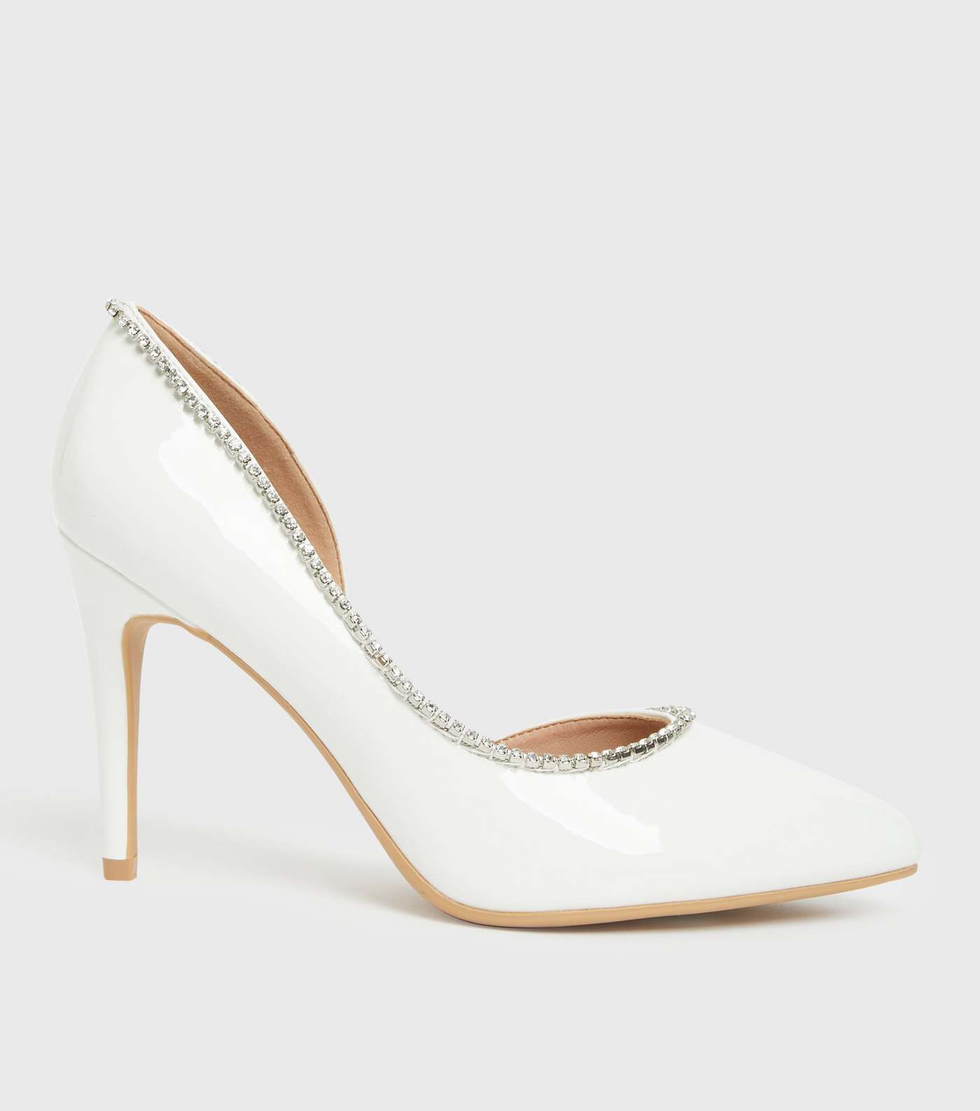 Too Glam To Give A White Diamanté Court Shoes Image 2