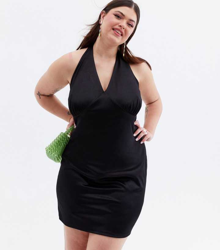 Go Get Them Curves Black Halter Mini Dress