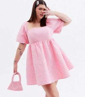 Damen Bekleidung Pretty in Pink Curves Puff Sleeve Mini Dress
