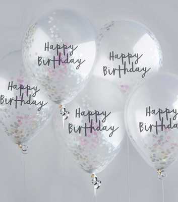 Silver Happy Birthday Confetti Balloon