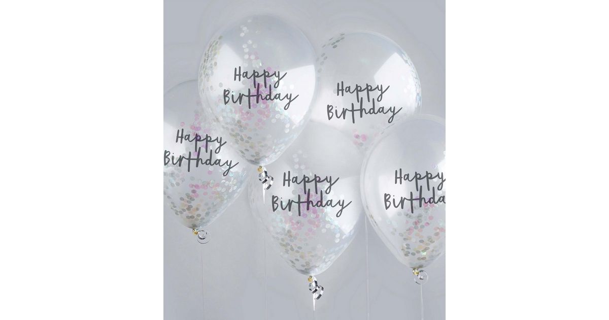 Silver Happy Birthday Confetti Balloon New Look