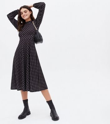 new look black polka dot dress