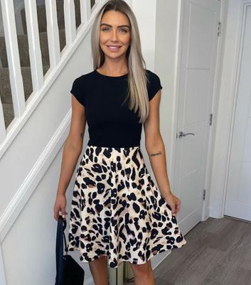 Missfiga Off White Leopard Print Skater Dress New Look