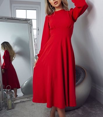 Red midi dress on sale uk