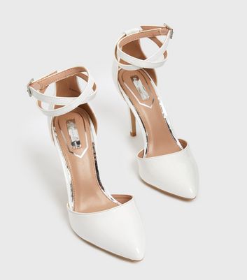 shop for Little Mistress White Twist Strap Stiletto Heel Court Shoes New Look at Shopo