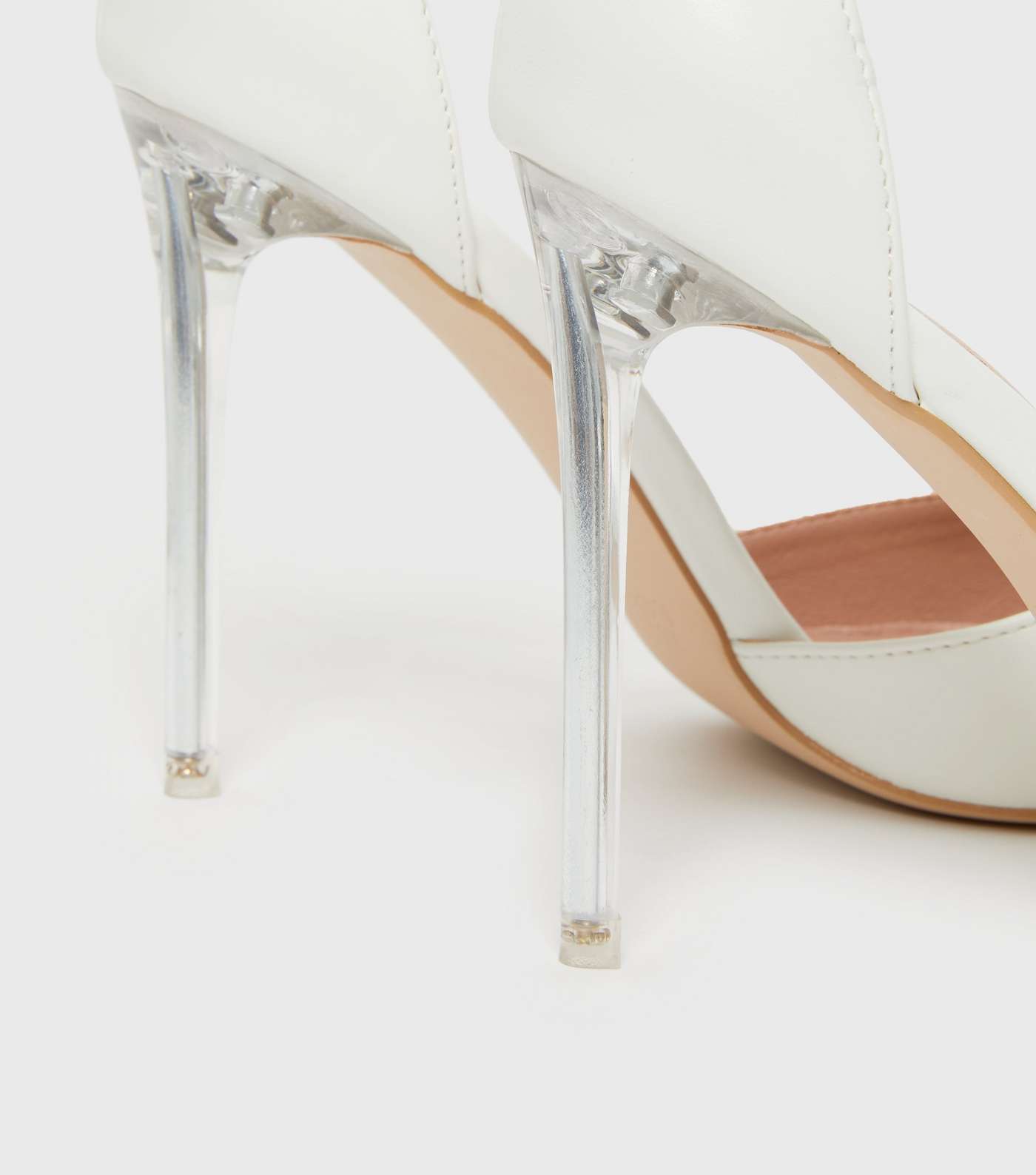 White Clear Stiletto Heel Court Shoes Image 4