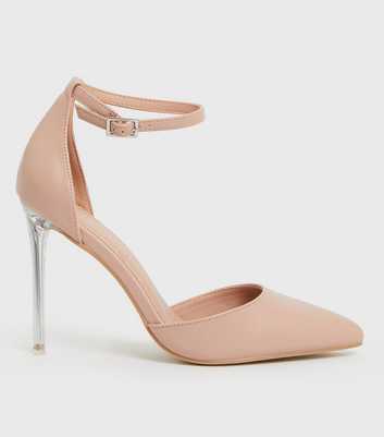 Pale Pink Clear Stiletto Heel Court Shoes
