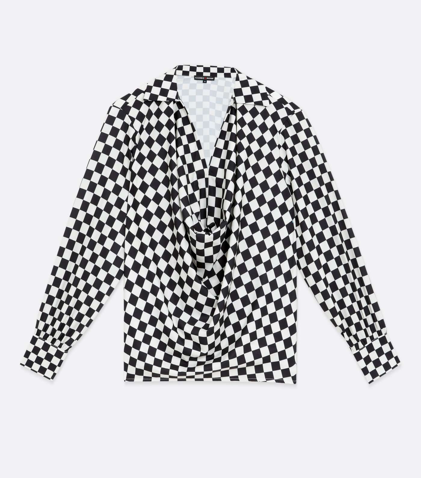 Cameo Rose Black Check Cowl Neck Long Sleeve Blouse Image 5