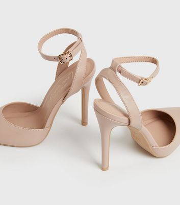 shop for Pale Pink Strappy Pointed Stiletto Heel Court Shoes New Look Vegan at Shopo