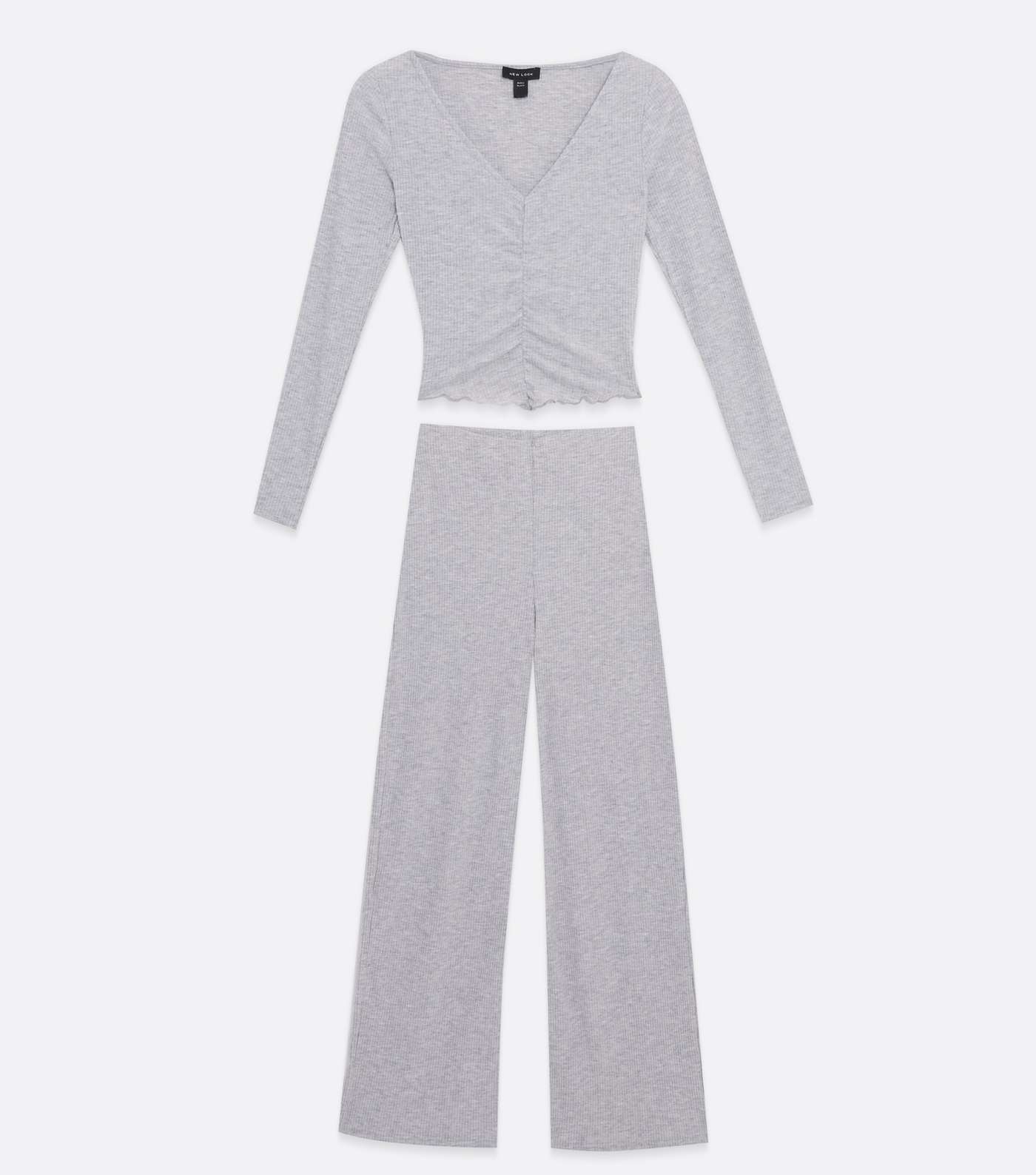 Grey Ribbed Top and Trouser Lounge Set Image 5