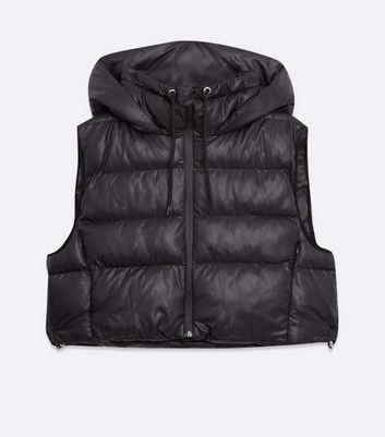 Black Hooded Crop Gilet | New Look