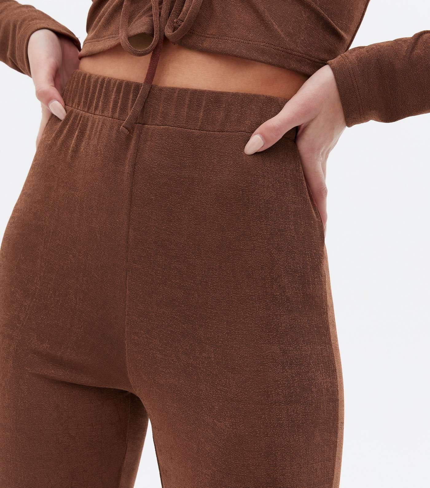 Brown Slinky Flared Trousers Image 3