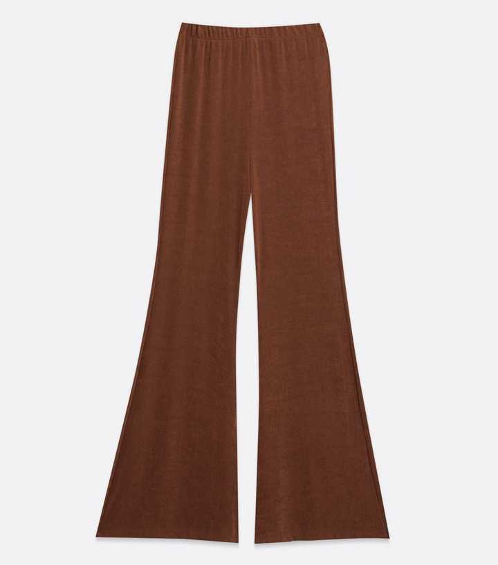 Brown Slinky Flared Trousers