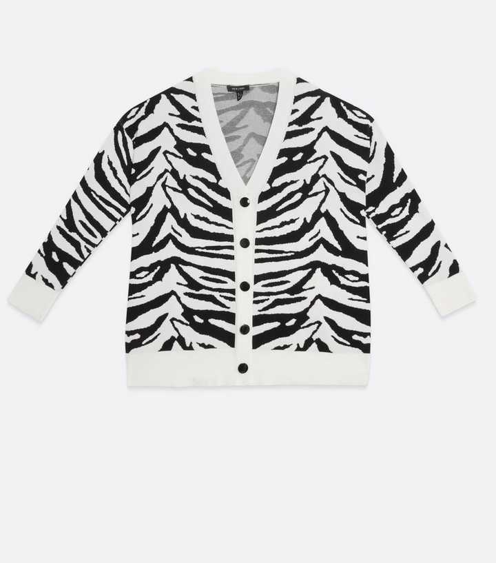 Black Zebra Print Oversized Cardigan | New Look