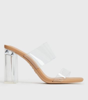 Clear mule 2025 block heels