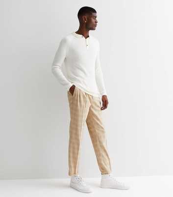 Brown Check Tapered Skinny Trousers