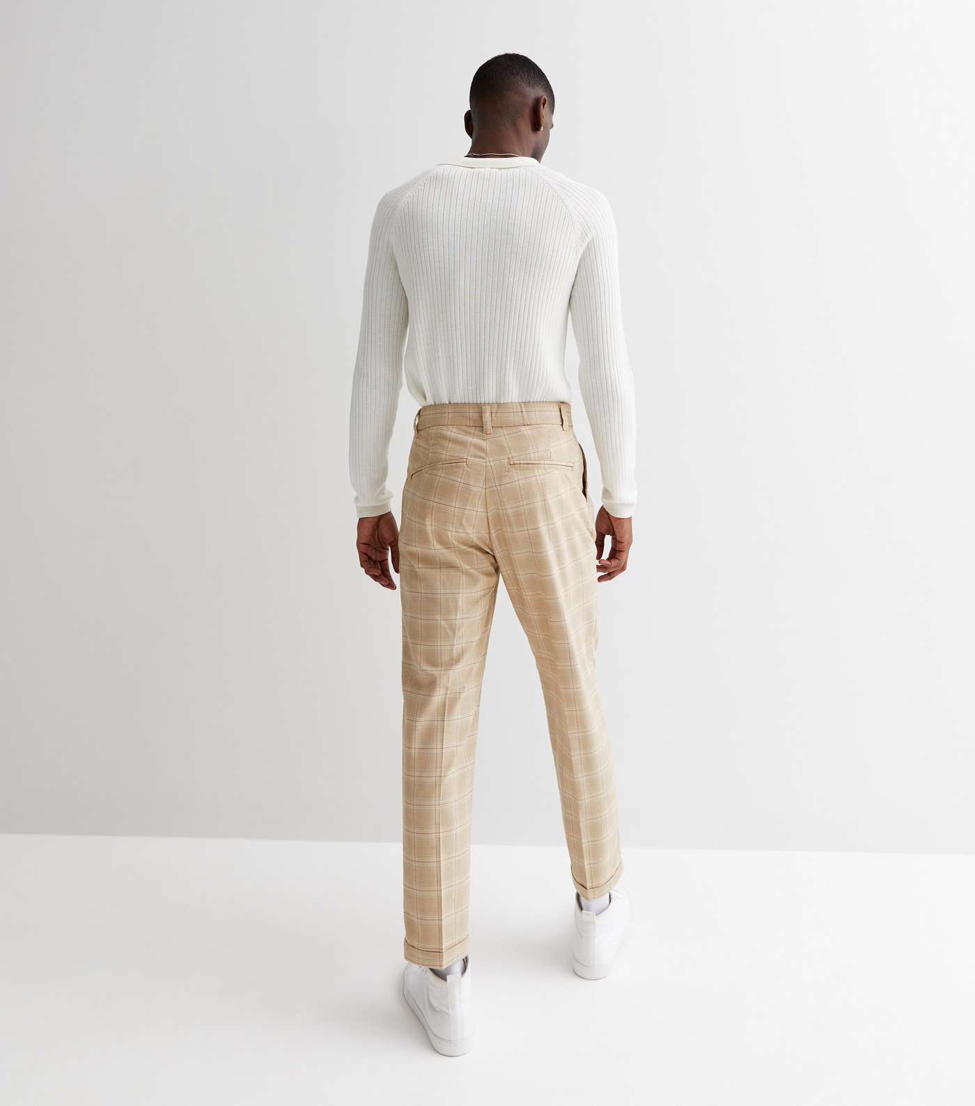 Brown Check Tapered Skinny Trousers Image 4