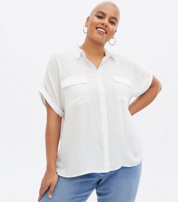 White Double Pocket Short Sleeve Shirt 