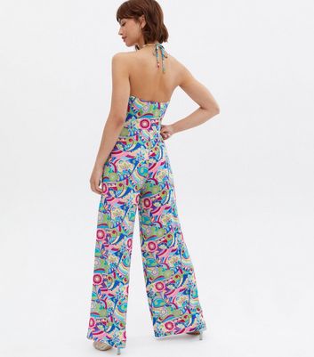 Blue Vanilla Blue Floral Swirl Halter 