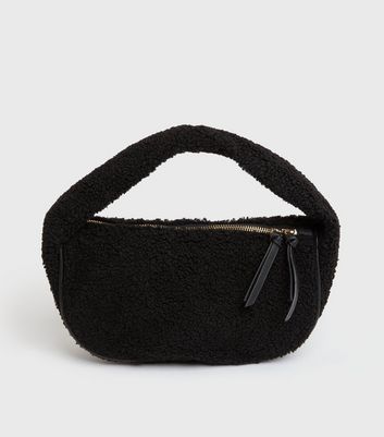 shop for Black Teddy Curved Shoulder Bag New Look at Shopo