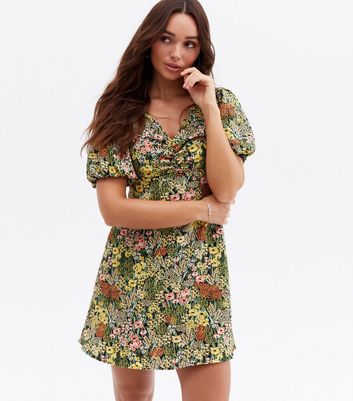 new look puff sleeve mini dress