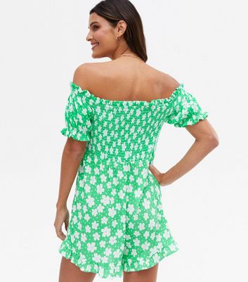 green bardot playsuit