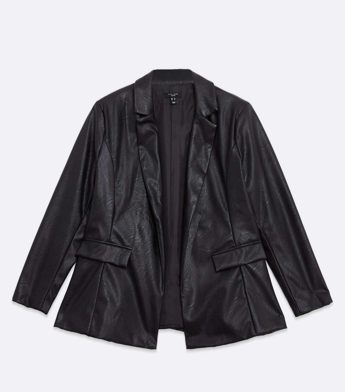 Curves Black Leather-Look Blazer Image 5