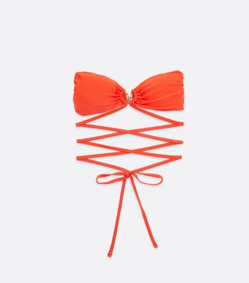 Click to view product details and reviews for Red Strappy Ring Bandeau Bikini Top New Look.