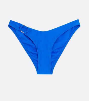 Bright Blue Ring V Front Bikini Bottoms New Look