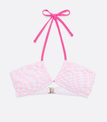 Click to view product details and reviews for Pink Checkerboard Multiway Bikini Top New Look.