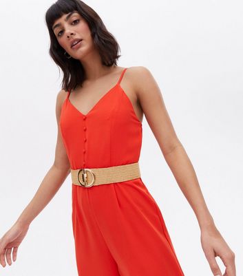 Light Brown Straw Effect Stretch Belt 