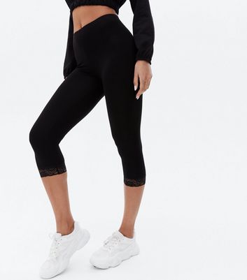 Black leggings shop with lace trim