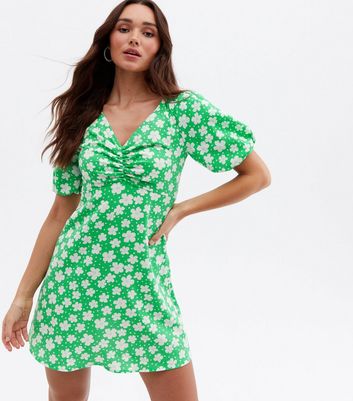 floral mini dress green