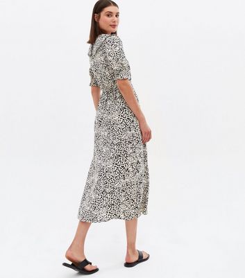 Click to view product details and reviews for Off White Leopard Print Frill Collar Midi Dress New Look.