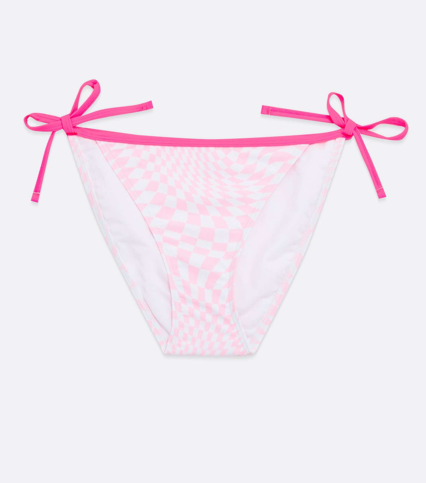 Pink Checkerboard Tie Side Bikini Bottoms Image 5