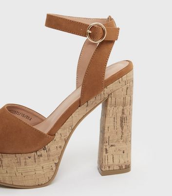 Tan platform sale block heels